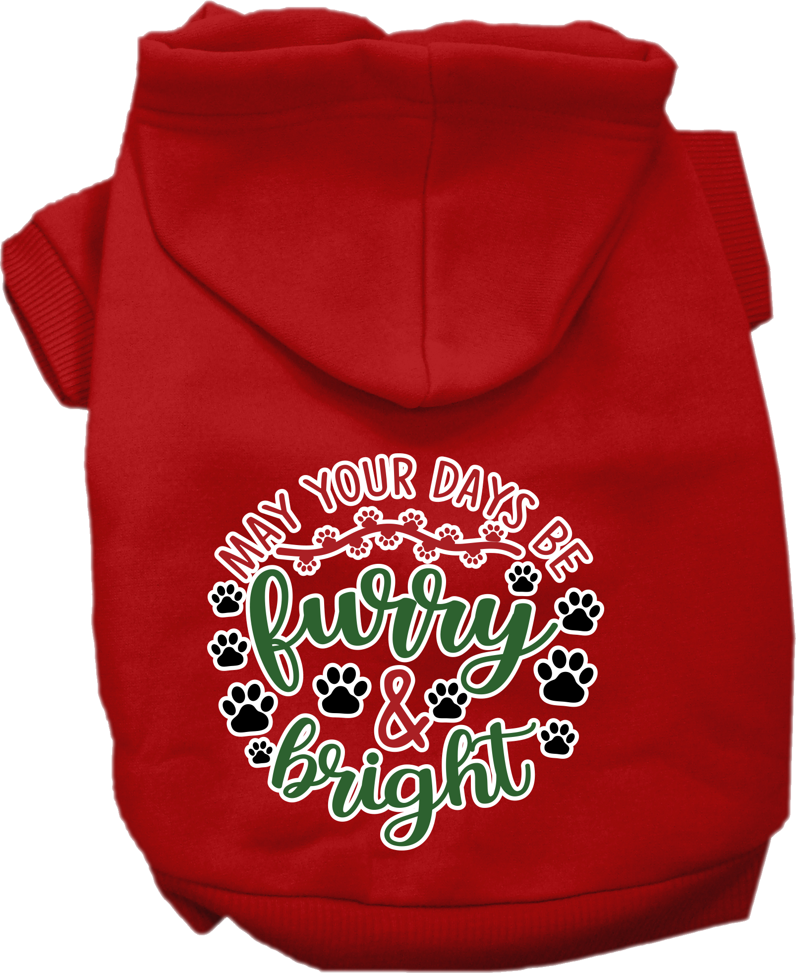 Furry and Bright Screen Print Dog Hoodie Red Size SM